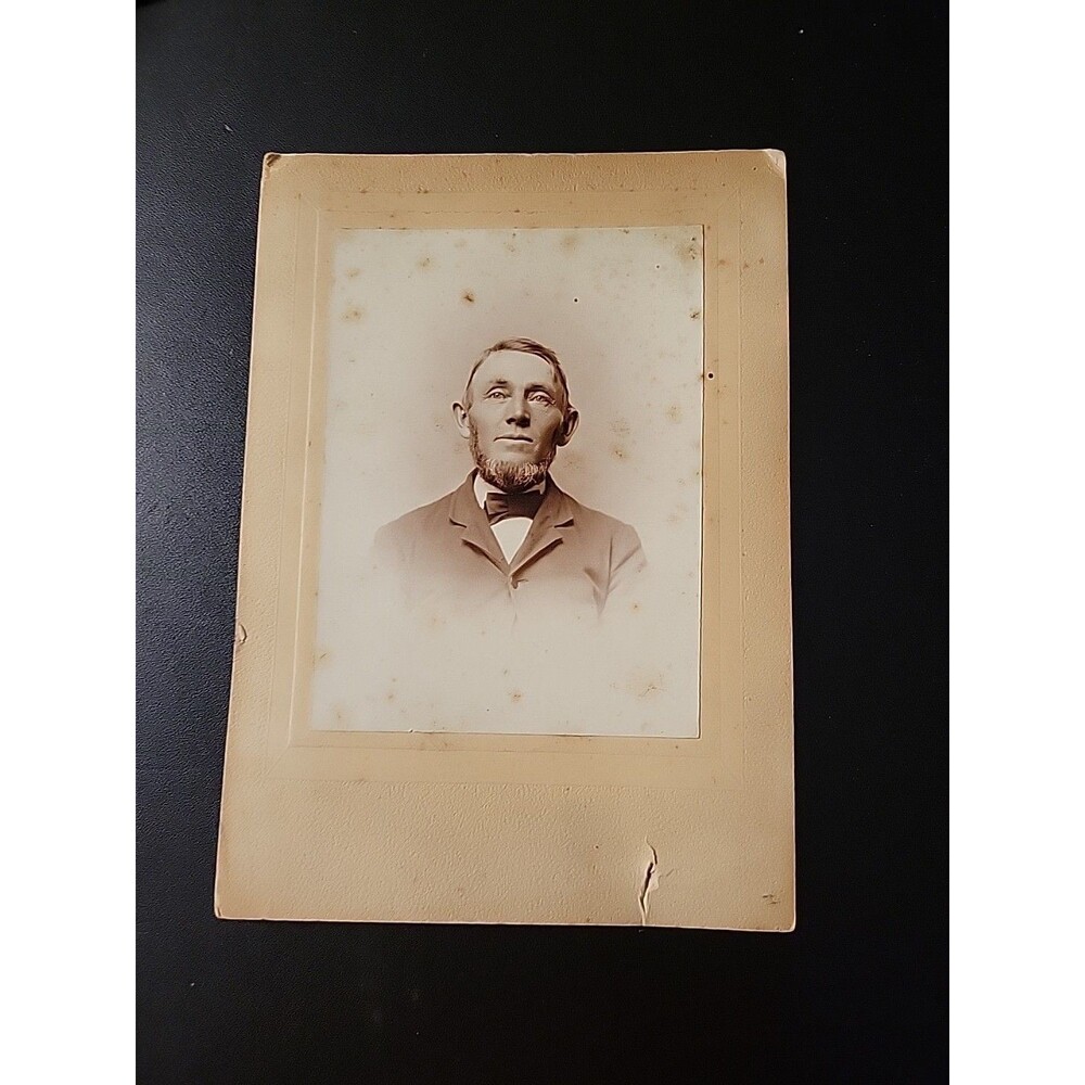 Antique Cabinet Card Photo Distinguished Man Beard Bow Tie